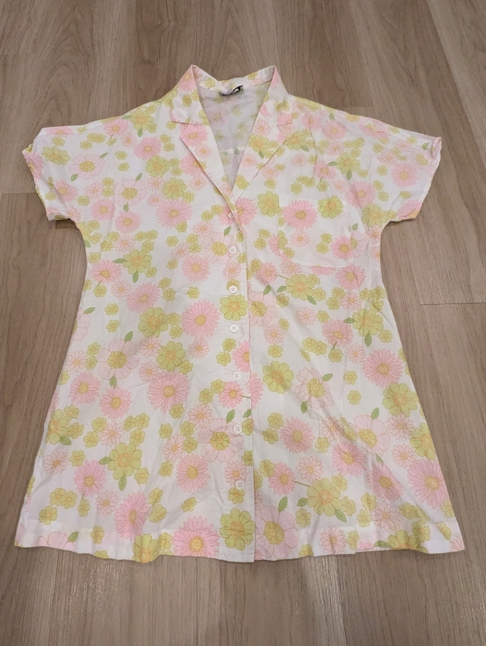 Sabo Cotton Floral Button Up Blouse Shirt Dress Size Xs